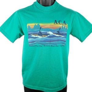 American Canoe Association T Shirt Vintage 90s ACA Canoeing Kayaking Made In USA